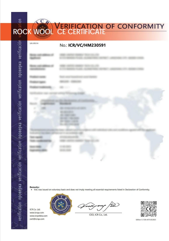 Rock wool CE certificate Rock wool CE certificate